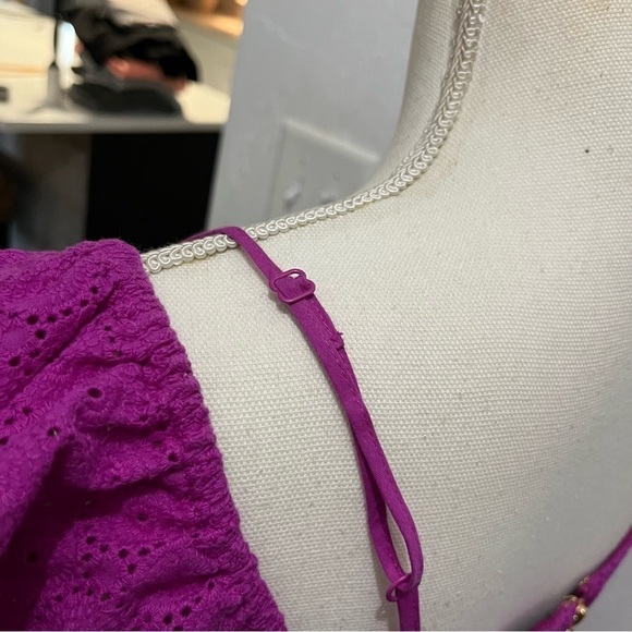 Kensie Fuchsia Off The Shoulder Eyelet A-Line Mini Dress Small - Picture 5 of 13